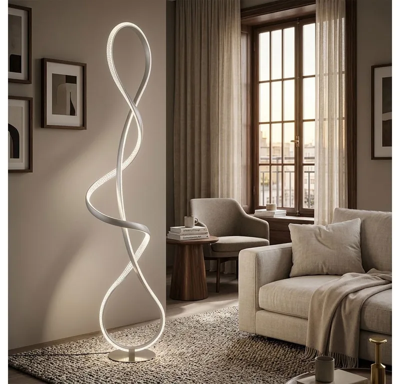 LED Stehlampe, LED-Leuchtmittel fest verbaut, Neutralweiß, Stehlampe Stehleuchte Designlampe LED Kristall Wohnzimmerlampe fra Globo i Sort – produktbillede