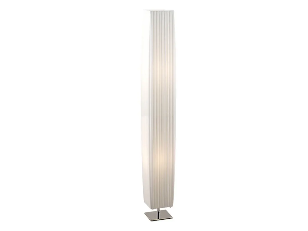 LED Stehlampe, LED wechselbar, warmweiß, dimmbar klein-e Stoff-lampe Plissee Designer-lampe Ecke, Höhe 119cm van Globo in Zilver, Wit – productfoto
