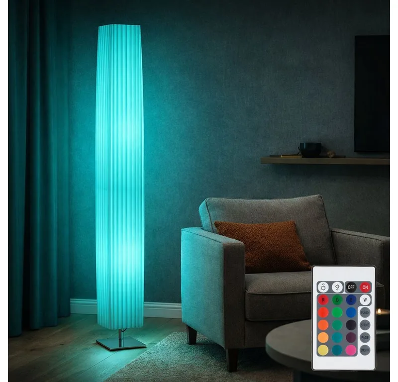 LED Stehlampe, Leuchtmittel inklusive, Warmweiß, Farbwechsel, Stehlampe Stehleuchte Fernbedienung Dimmer Farbwechsel LED H 119 cm de Globo en Blanc – photo produit