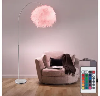 LED Stehlampe, Leuchtmittel inklusive, Warmweiß, Feder Steh Leuchte verstellbar Ess Zimmer Lampe rund från Globo i Vit – produktbild 2 av 5