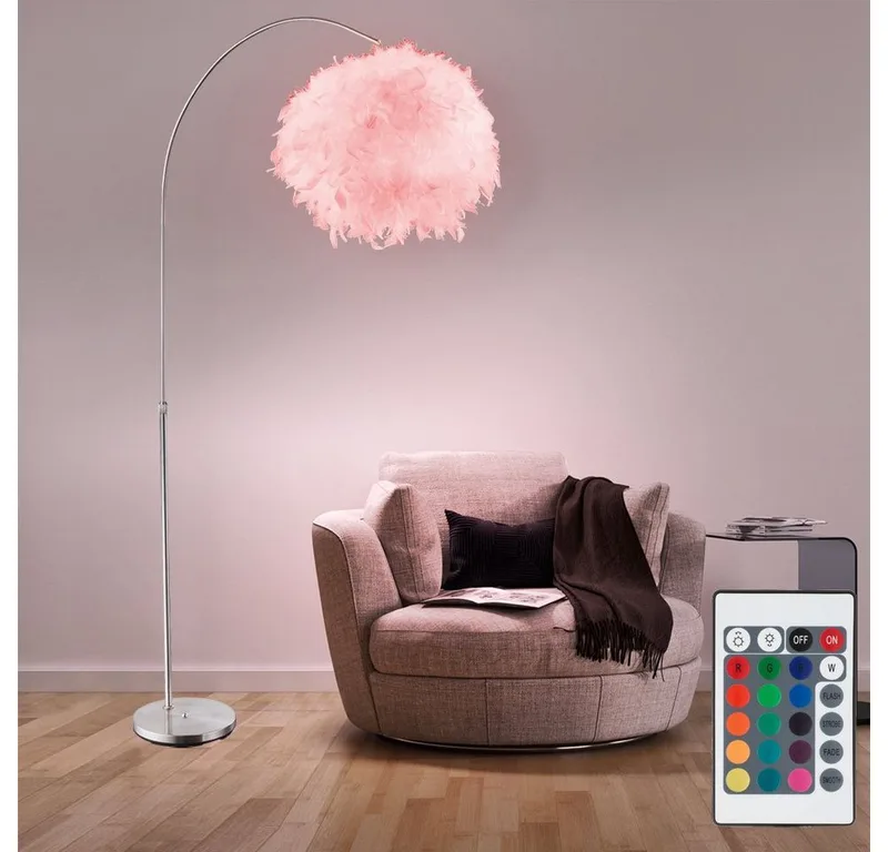 LED Stehlampe, Leuchtmittel inklusive, Warmweiß, Feder Steh Leuchte verstellbar Ess Zimmer Lampe rund från Globo i Vit – produktbild 2 av 5