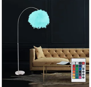 LED Stehlampe, Leuchtmittel inklusive, Warmweiß, Feder Steh Leuchte verstellbar Ess Zimmer Lampe rund från Globo i Vit – produktbild 5 av 5
