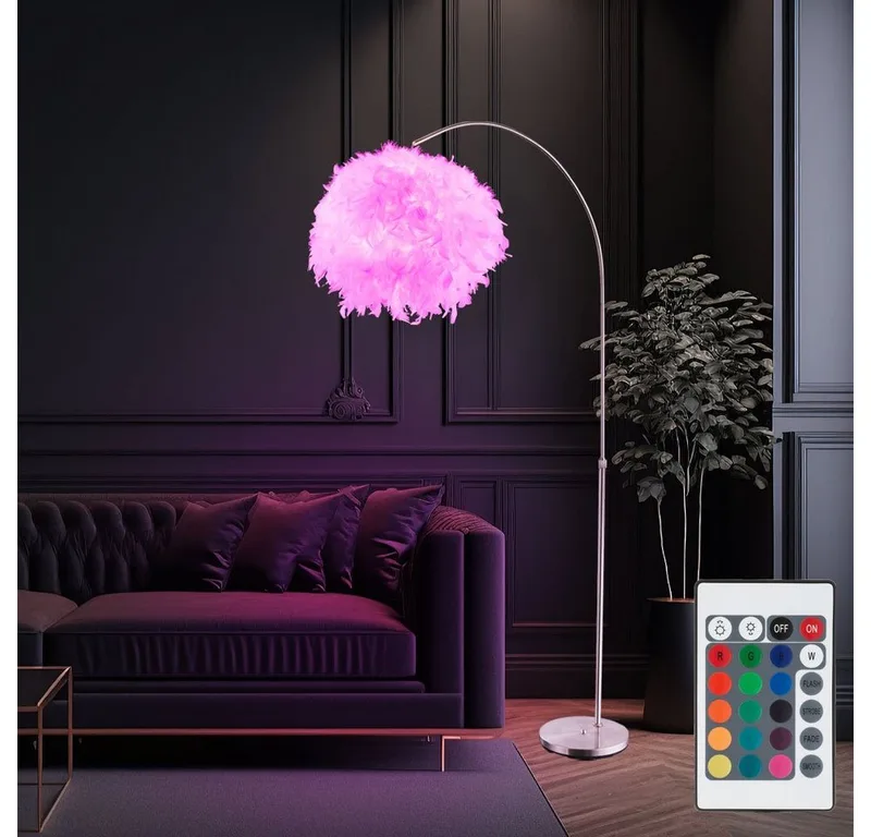LED Stehlampe, Leuchtmittel inklusive, Warmweiß, Feder Steh Leuchte verstellbar Ess Zimmer Lampe rund från Globo i Vit – produktbild 4 av 5