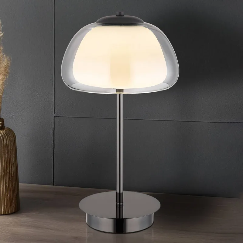 LED tafellamp Avila, rookgrijs/zwart, glas, CCT, dimbaar de Globo en Rookgrijs, Noir – photo produit
