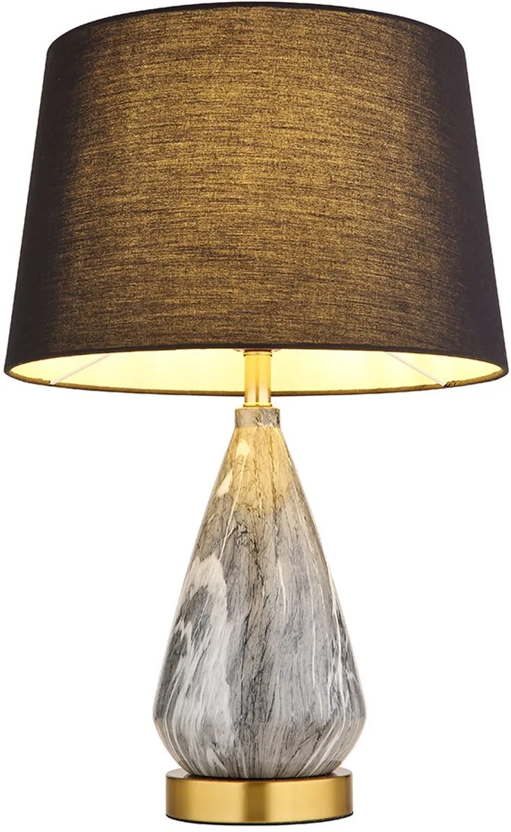 LED tafellamp Bijzetlamp Woonkamerlamp Designlamp Textielen kap, metaal messingkleurig 9W 810lm warm wit, DxH 35x54 cm van Globo in Zwart – productfoto