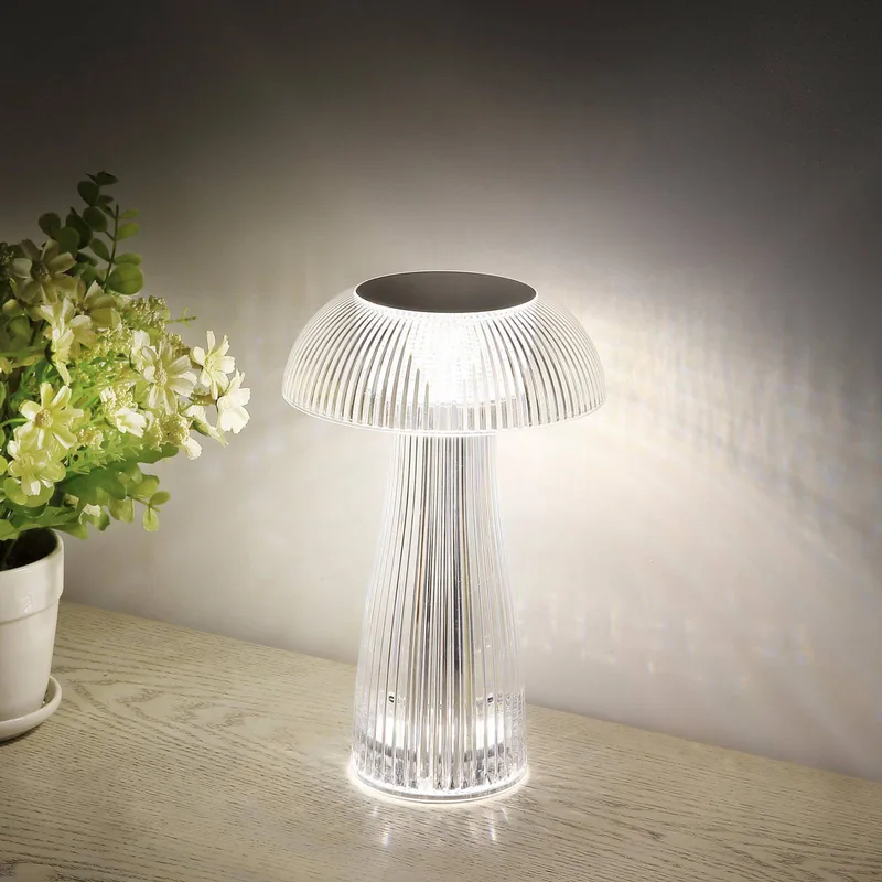 LED tafellamp Gixi, zilverkleurig, hoogte 25 cm, CCT fra Globo i Helder, Sølv – produktbillede