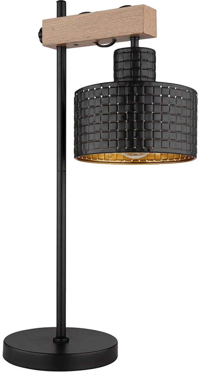 LED tafellamp goud tafellamp in hoogte verstelbaar bedlamp bijzettafellamp houtlook, 6,5W 806Lm warm wit, LxH 31 x 55 cm by Globo in Black – product photo