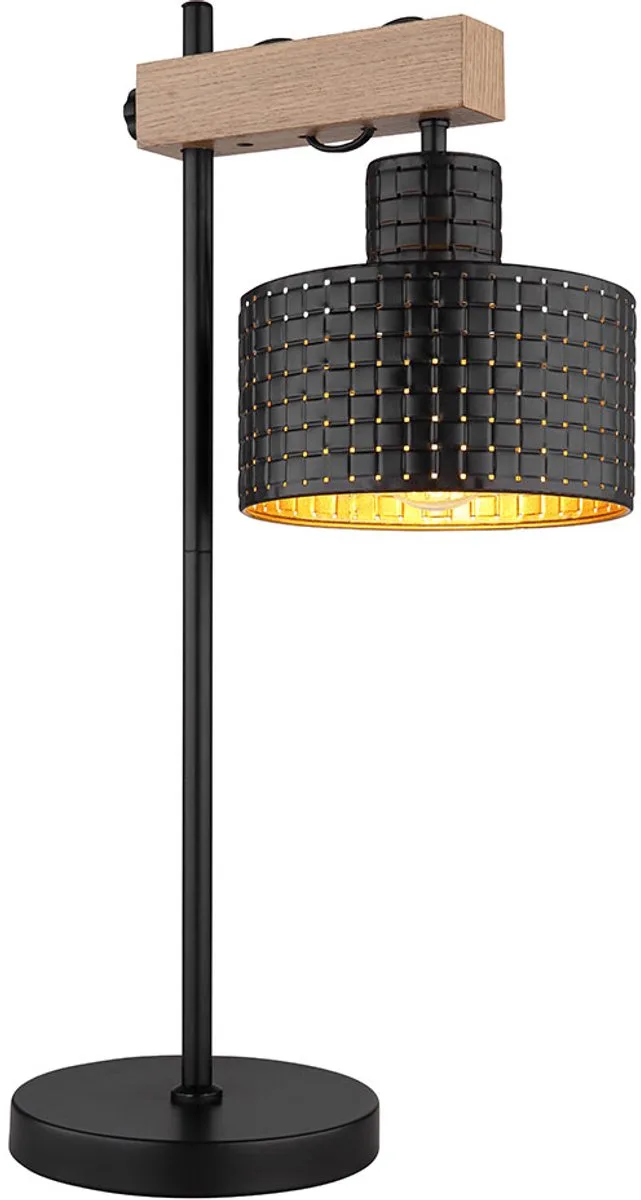 LED tafellamp goud tafellamp in hoogte verstelbaar bedlamp bijzettafellamp houtlook, 6W 806lm warm wit, LxH 31 x 55 cm fra Globo i Sort – produktbillede