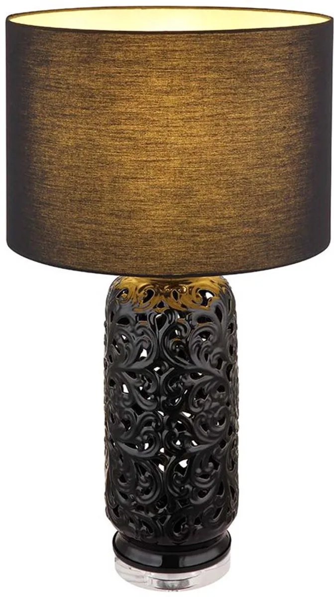LED tafellamp keramiek bijzetlamp textiel kap tafellamp woonkamer modern, gedessineerd, 10.5W 1055Lm warm wit, DxH 40x71 cm von Globo in Schwarz – Produktfoto