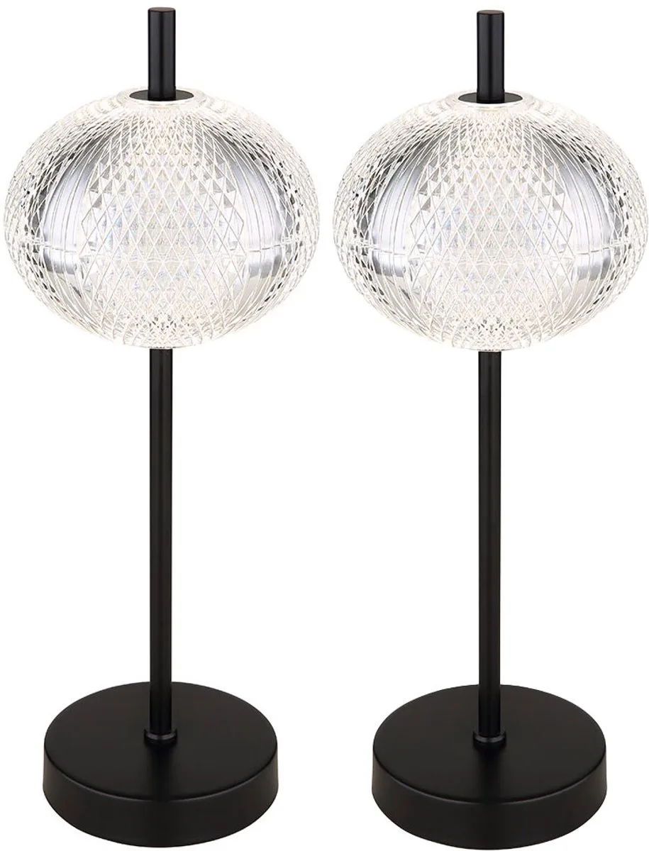 LED tafellamp kristal tafellamp dimbaar zijlamp kleurverandering, CCT geheugenfunctie, helder, 6W 374Lm warm-koud wit, DxH 15x40 cm, set van 2 från Globo i Svart – produktbild