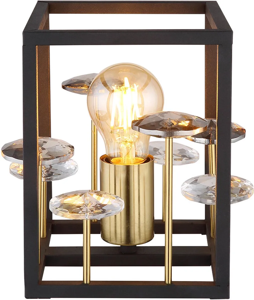 LED tafellamp kristallen retro bijzetlamp goud bedlamp lamp glas, metaal, 4W 320lm warm wit, LxBxH 15x15x20 cm von Globo in Schwarz – Produktfoto