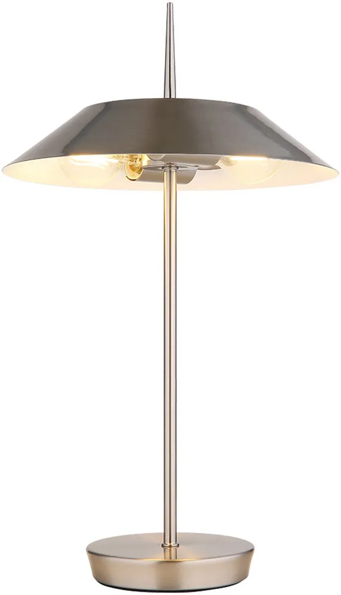 LED tafellamp nikkelkleurige bijzetlamp moderne woonkamerlamp tafellamp, metaal, 2x E27 fitting, DxH 30x52 cm van Globo in Zilver – productfoto
