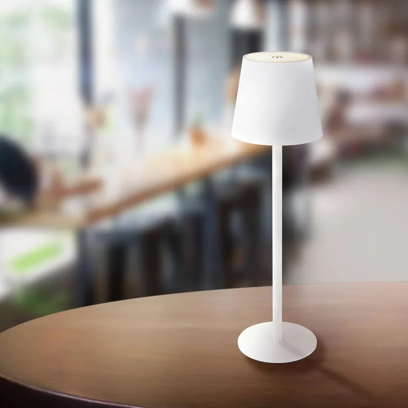 LED tafellamp op accu Vannie, wit, hoogte 36 cm, IP44 fra Globo i Wit mat – produktbillede