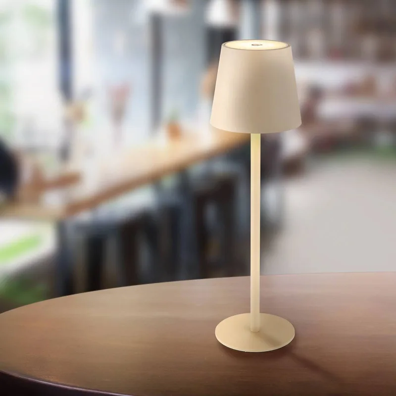 LED tafellamp op accu Vannie, zandkleurig, hoogte 36 cm, IP44 de Globo en Zandkleurig mat – photo produit