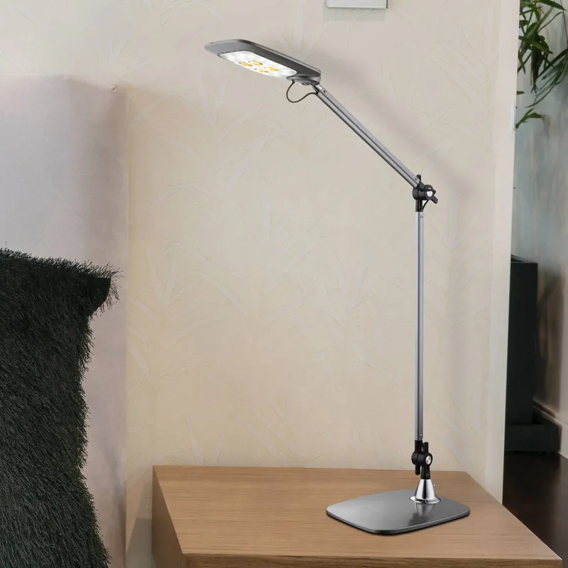 LED tafellamp Pattaya scharnier dim CCT fra Globo i Zilvergrijs, Sort – produktbillede