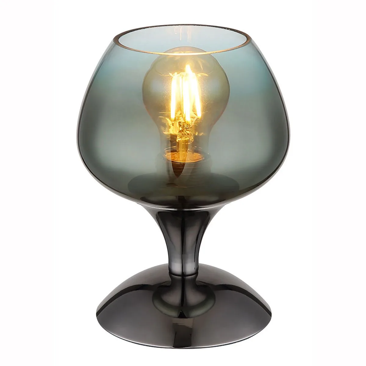 LED tafellamp rookglas bedlamp zwart woonkamerlamp tafellamp, metaal, 7W806lm warm wit, DxH 15 x 20,5 cm de Globo en Vert – photo produit
