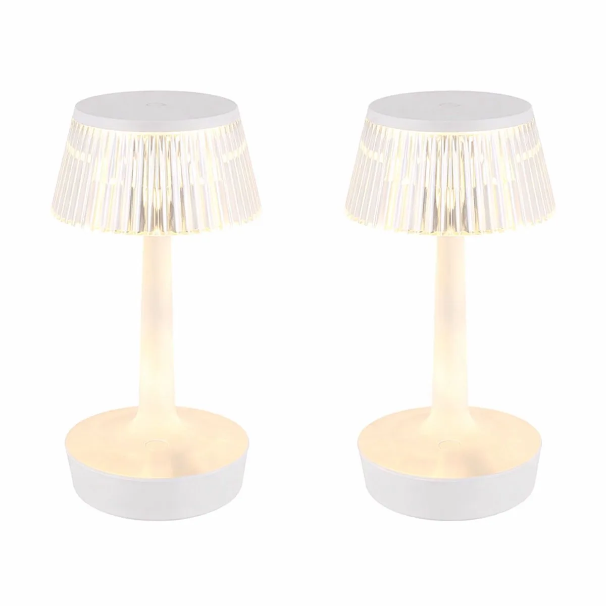 LED tafellamp touchdimmer woonkamerlamp tafellamp bedlamp, kristal effect, warm wit-koud H 23 cm, set van 2 de Globo en Blanc – photo produit