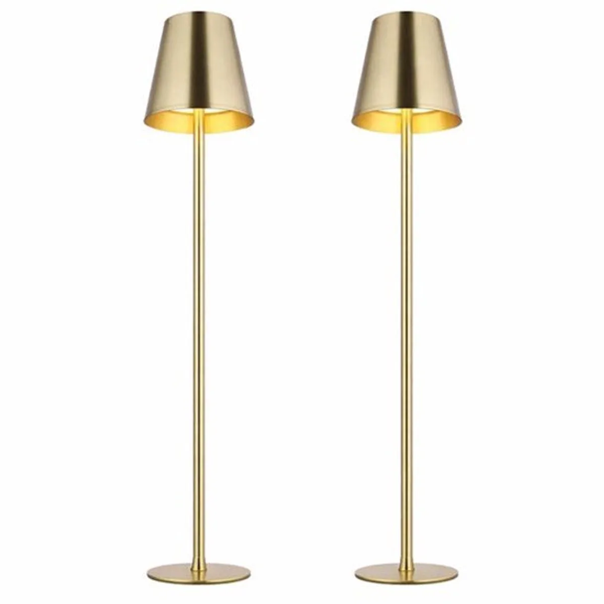 LED tafellamp voor buiten in hoogte verstelbaar tafellamp met touchdimmer leeslamp batterij balkon, metaal IP44, 3W 130Lm warm wit, DxH 11,2x47 cm, set van 2 fra Globo i Messing – produktbillede