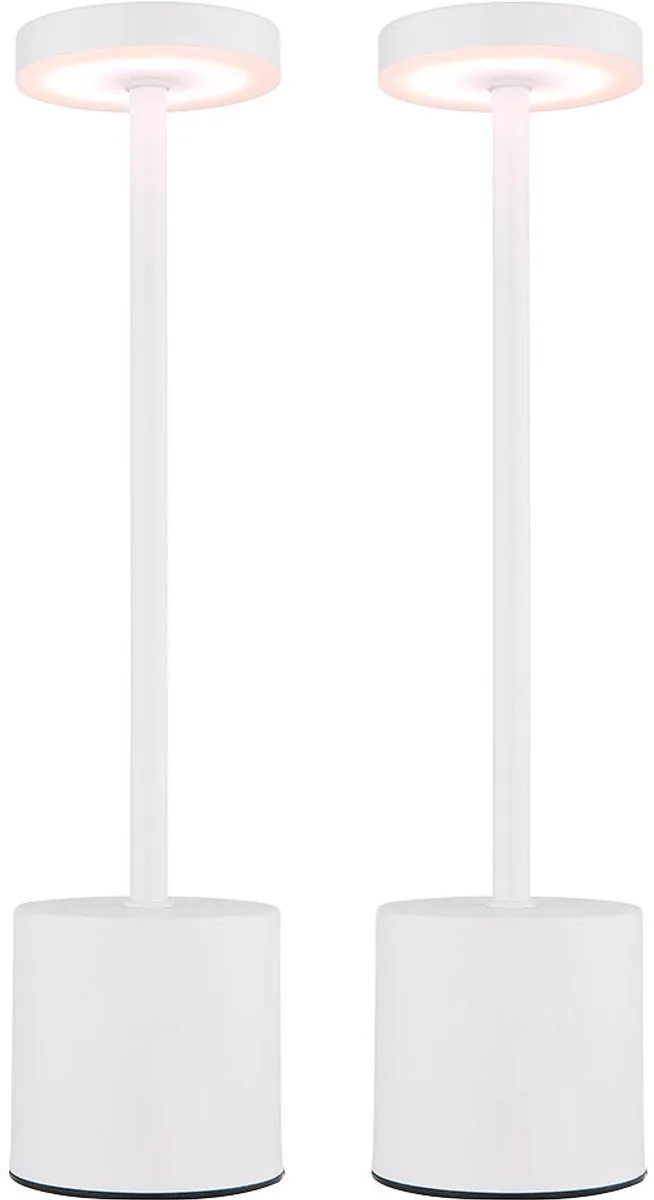 LED tafellamp wit woonkamerlamp bedlamp slaapkamerlamp, instelbare lichtkleuren, warm wit - koel wit, DxH 8 x 34,3 cm, set van 2 von Globo in Weiß – Produktfoto