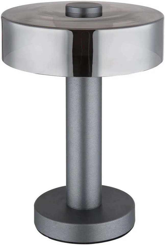 LED Tischleuchte GRANT, LED fest integriert, Warmweiß, Tischlampe, Design, modern, Glas de Globo en Gris – photo produit