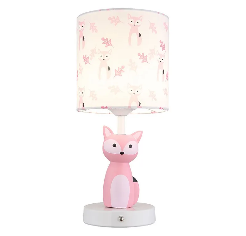 LED Tischleuchte, LED-Leuchtmittel fest verbaut, Farbwechsel, Neutralweiß, Kaltweiß, Warmweiß, Tageslichtweiß, Tischleuchte Kinderlampe Tierlampe Fuchs LED Touchdimmer Akku CCT van Globo in Roze – productfoto