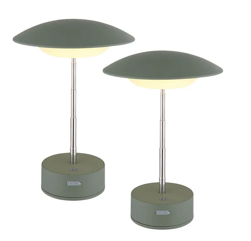 LED Tischleuchte, LED-Leuchtmittel fest verbaut, Warmweiß, Tischlampe Leselampe Touchdimmer höhenverstellbar Akku 2er Set von Globo in Grün – Produktfoto