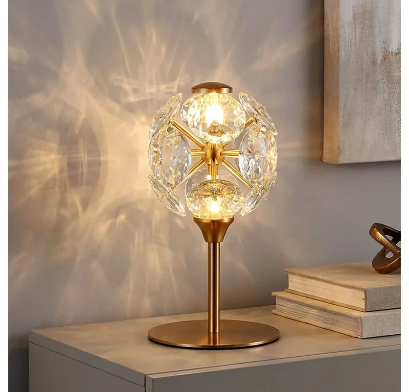 LED Tischleuchte, LED-Leuchtmittel fest verbaut, Warmweiß, Tischlampe Nachttischlampe Tischleuchte Kristalllampe LED H 26,5 cm de Globo – photo produit