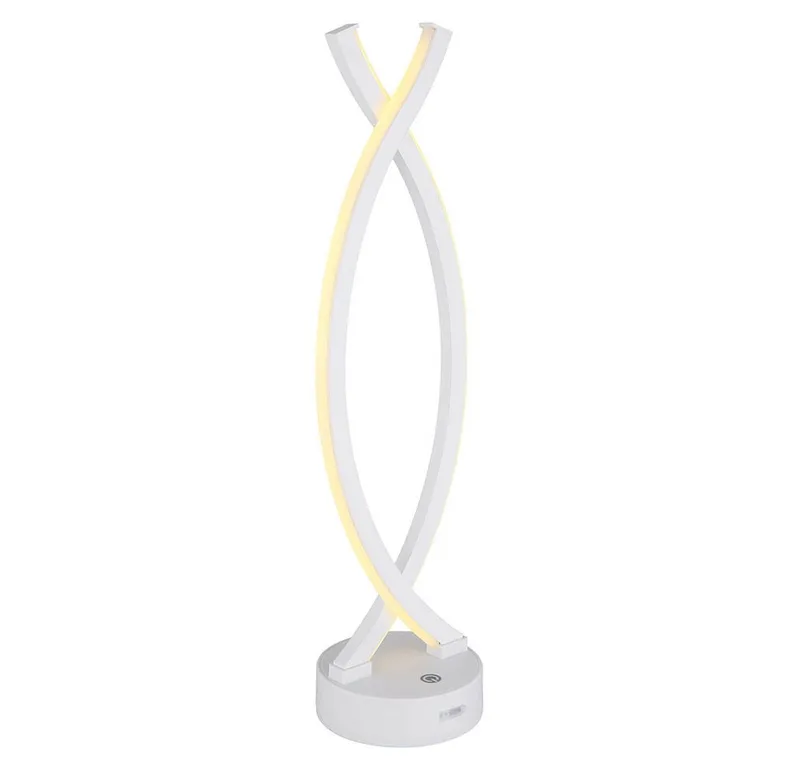 LED Tischleuchte, LED-Leuchtmittel fest verbaut, Warmweiß, Wohnzimmerlampe Tischleuchte Beistellleuchte LED Touchdimmer Akku von Globo in Weiß – Produktfoto