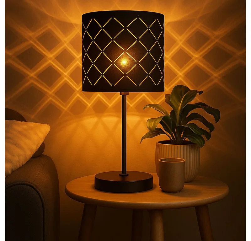 LED Tischleuchte, Leuchtmittel inklusive, Warmweiß, Tischlampe Tischleuchte Wohnzimmerlampe Samt LED H 35 cm de Globo en Noir – photo produit