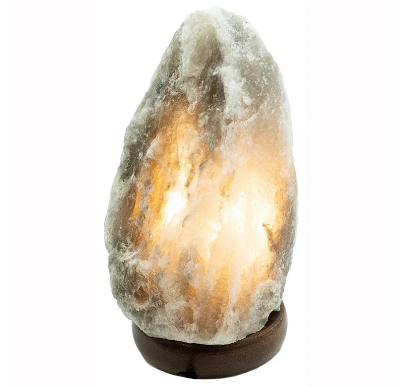 LED Tischleuchte, Leuchtmittel nicht inklusive, Tischleuchte Beistelllampe Nachttischlampe Salzkristall H 20,3 cm de Globo en Gris – photo produit