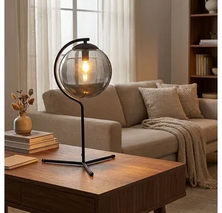 LED Tischleuchte, Leuchtmittel nicht inklusive, Tischleuchte Schlafzimmerlampe Beistelllampe Designleuchte von Globo in Grau – Produktfoto 3 von 5