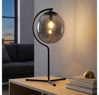 LED Tischleuchte, Leuchtmittel nicht inklusive, Tischleuchte Schlafzimmerlampe Beistelllampe Designleuchte von Globo in Grau – Produktfoto 1 von 5