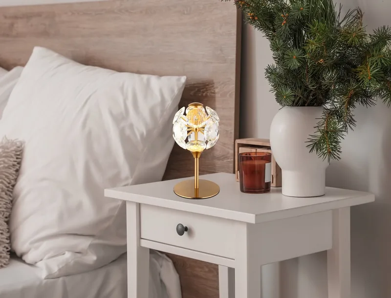 LED Tischleuchte VIRINA, LED fest integriert, Warmweiß, Tischlampe/Kristalle/3000K/Wohnzimmer/Schlafzimmer/Flur de Globo en Or – photo produit 2 sur 5