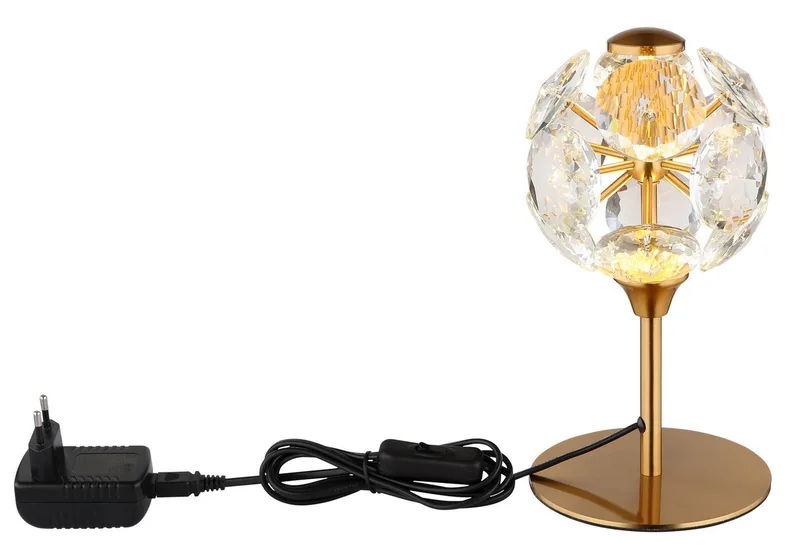 LED Tischleuchte VIRINA, LED fest integriert, Warmweiß, Tischlampe/Kristalle/3000K/Wohnzimmer/Schlafzimmer/Flur de Globo en Or – photo produit 4 sur 5