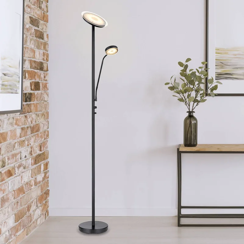 LED vloerlamp Ernst met flexibele arm, zwart de Globo en Mat zwart – photo produit