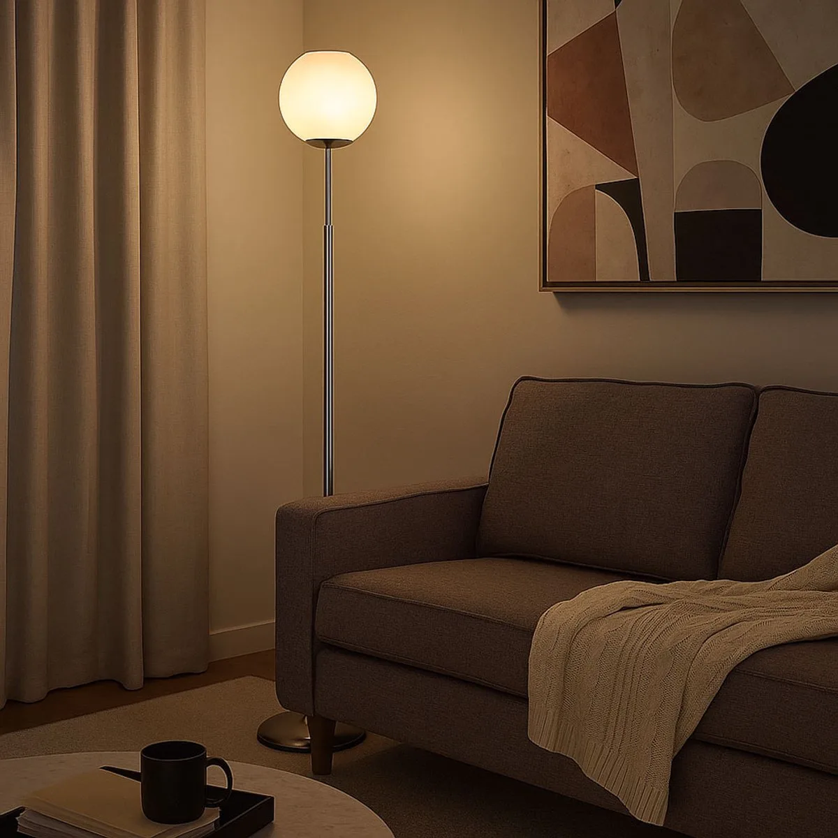 LED vloerlamp glazen bol staande verchroomde woonkamerlamp, voetschakelaar, 4W 320lm warm DxH 25x154,5 cm de Globo en Blanc – photo produit