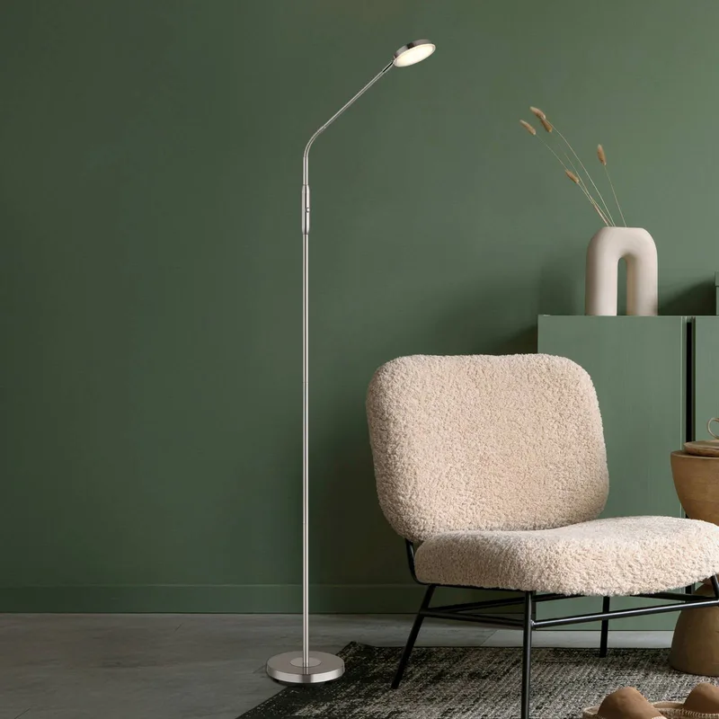 LED vloerlamp Silvio, nikkelkleurig, CCT, dimbaar, 173 cm de Globo en Nikkel – photo produit