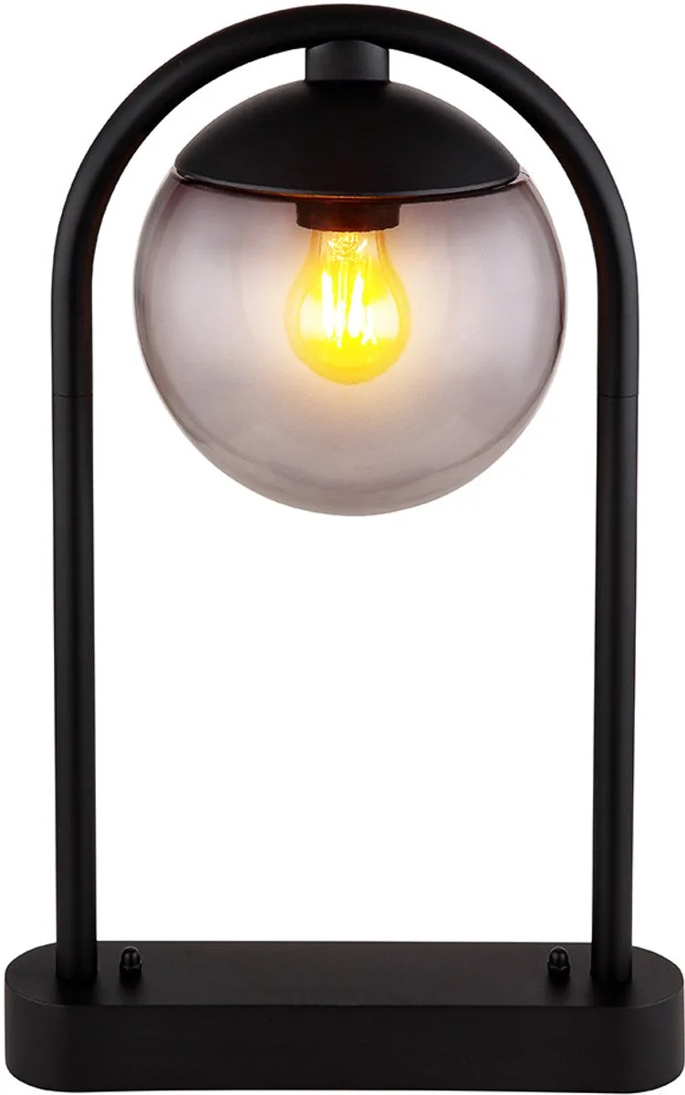 LED-vloerlamp terraslamp vloerlamp buiten glazen bol, IP44 retro, metaal smoke-kleurig, 1x E27 gloeidraad LED, HxBxD 50x20x32cm von Globo in Schwarz – Produktfoto