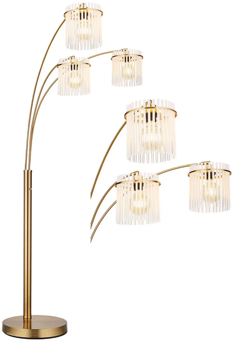 LED vloerlamp Vloerlamp Woonkamerlamp 3 vlammen Zijlamp, opaal glazen staven, 3x E27 LED warm wit, LxBxH 100 x 180 x 160 cm de Globo en Or – photo produit