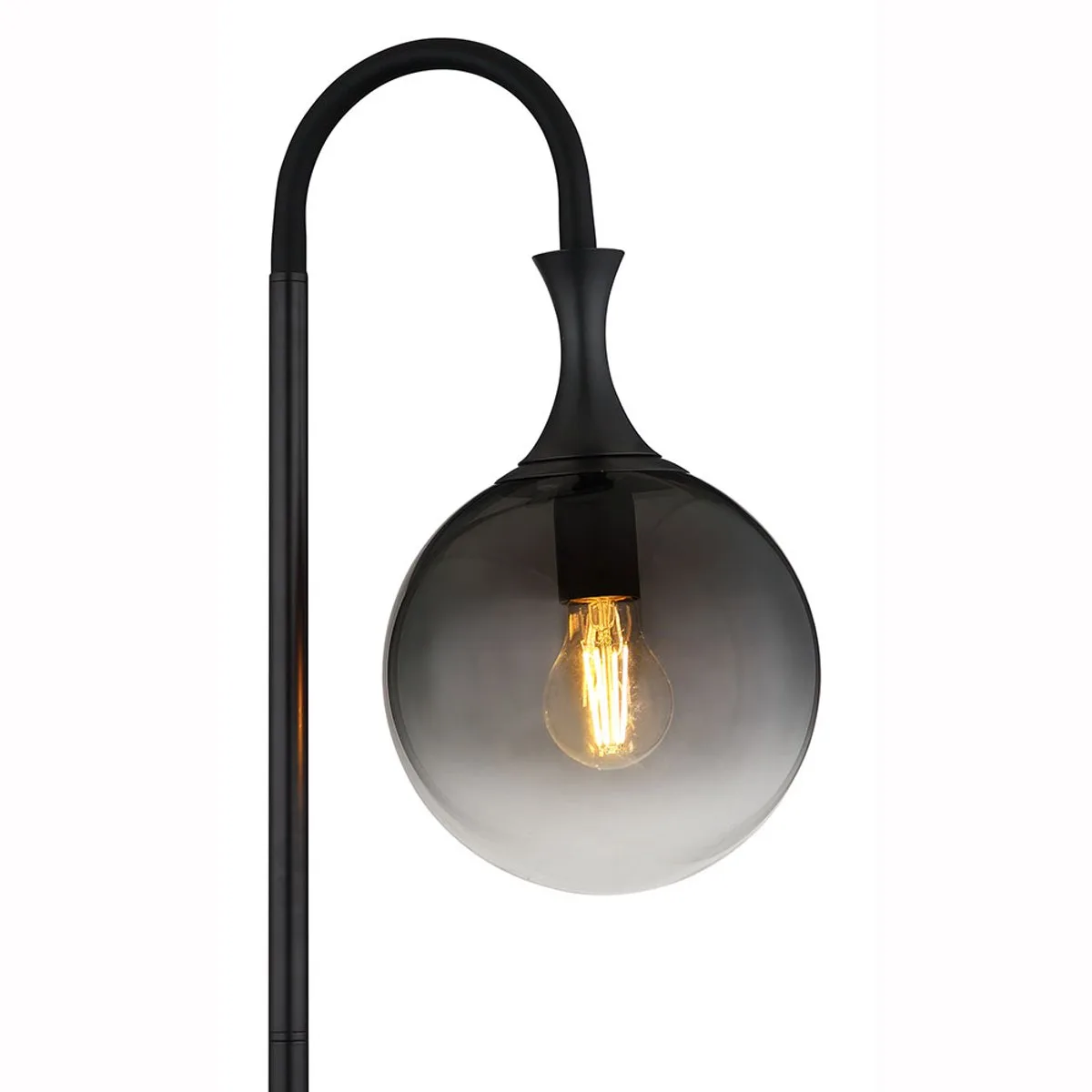 LED vloerlamp vloerlamp zijlamp glas beweegbare woonkamerlamp rook, 1x E27 LED warm wit, hoogte 152 cm fra Globo i Sort – produktbillede