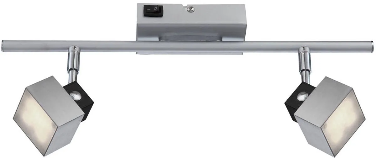 LED wall lamp 2 spots swivelling ceiling lamp chrome, 2x 5W 350Lm warm white, LxBxH 40x6x17 cm by Globo in Silver – product photo