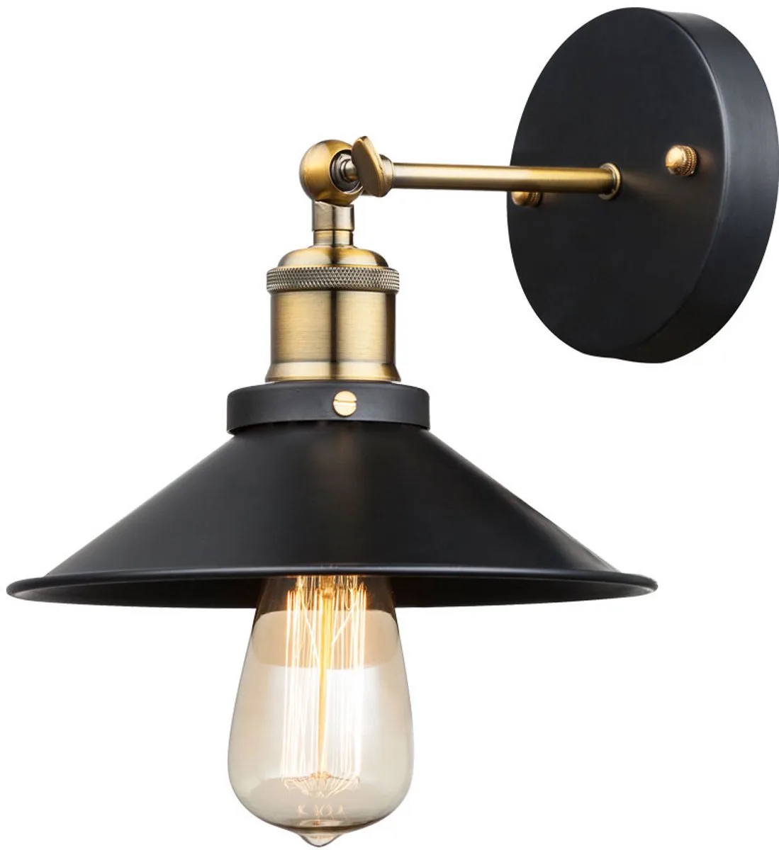 LED wandlamp antiek messing industriële wandlamp draaibaar woonkamerlamp wand retro, metaal, 7W 720lm warm wit, BxHxD 22x20x26 cm von Globo in Schwarz – Produktfoto