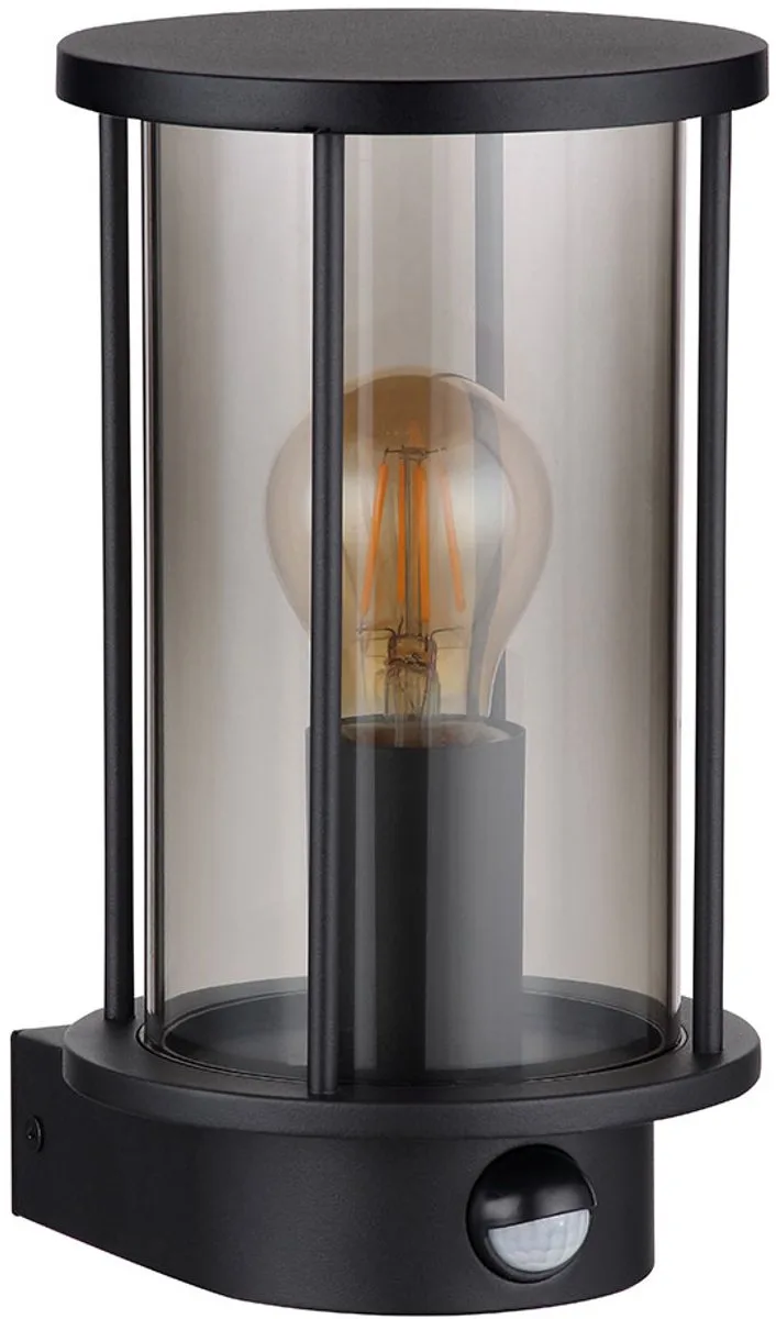 LED wandlamp buitenverlichting gevelverlichting bewegingsmelder glas rook roestvrij staal tuinlamp, 7W 806lm warm wit, HxB in cm: 25,2x14,3 fra Globo i Sort – produktbillede
