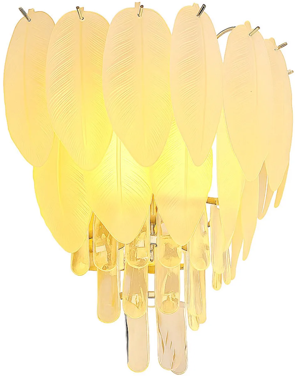 LED wandlamp hallamp kristallen woonkamerlamp bladeren wandlamp 3 vlammen, verchroomd metaal, acryl, 3x 4W 3x 320lm warm BxH 35,5 x 40 cm de Globo en Blanc – photo produit
