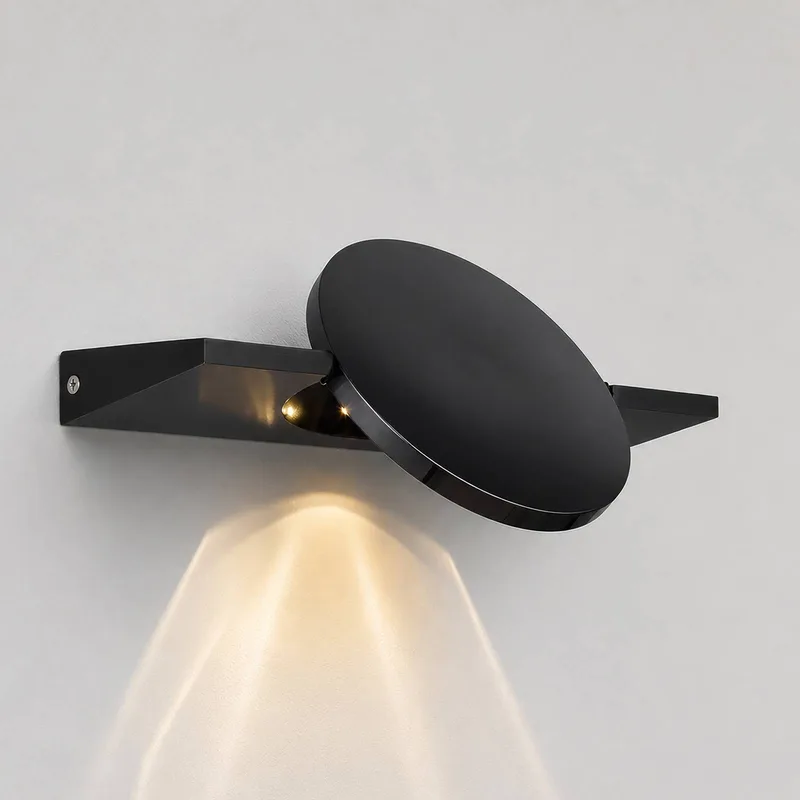 LED wandlamp Jasper, hoogte 28 cm, matzwart, metaal de Globo en Zwart-chroom, Spiegelend – photo produit