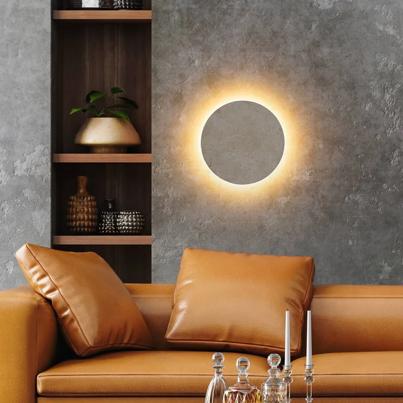 LED wandlamp Jillian, Ø 30 cm, steen fra Globo i Mat wit – produktbillede