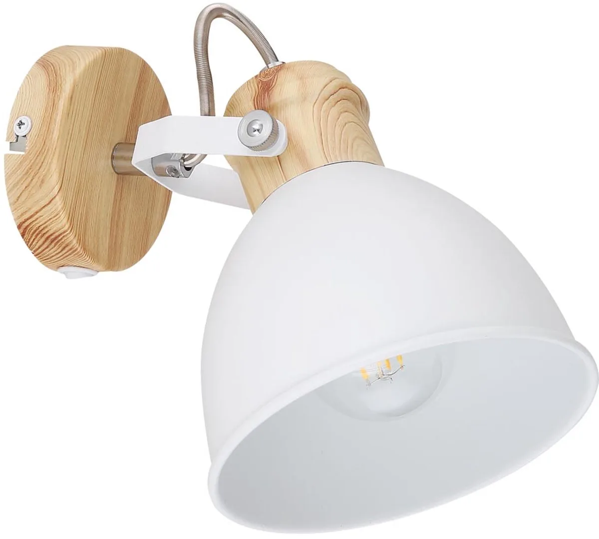 LED wandlamp leeslamp woonkamerlamp wandlamp slaapkamerlamp draaibaar, metaal hout look wit, 7W 560lm warm wit, BxH 15 x 18,5 cm de Globo en Blanc – photo produit