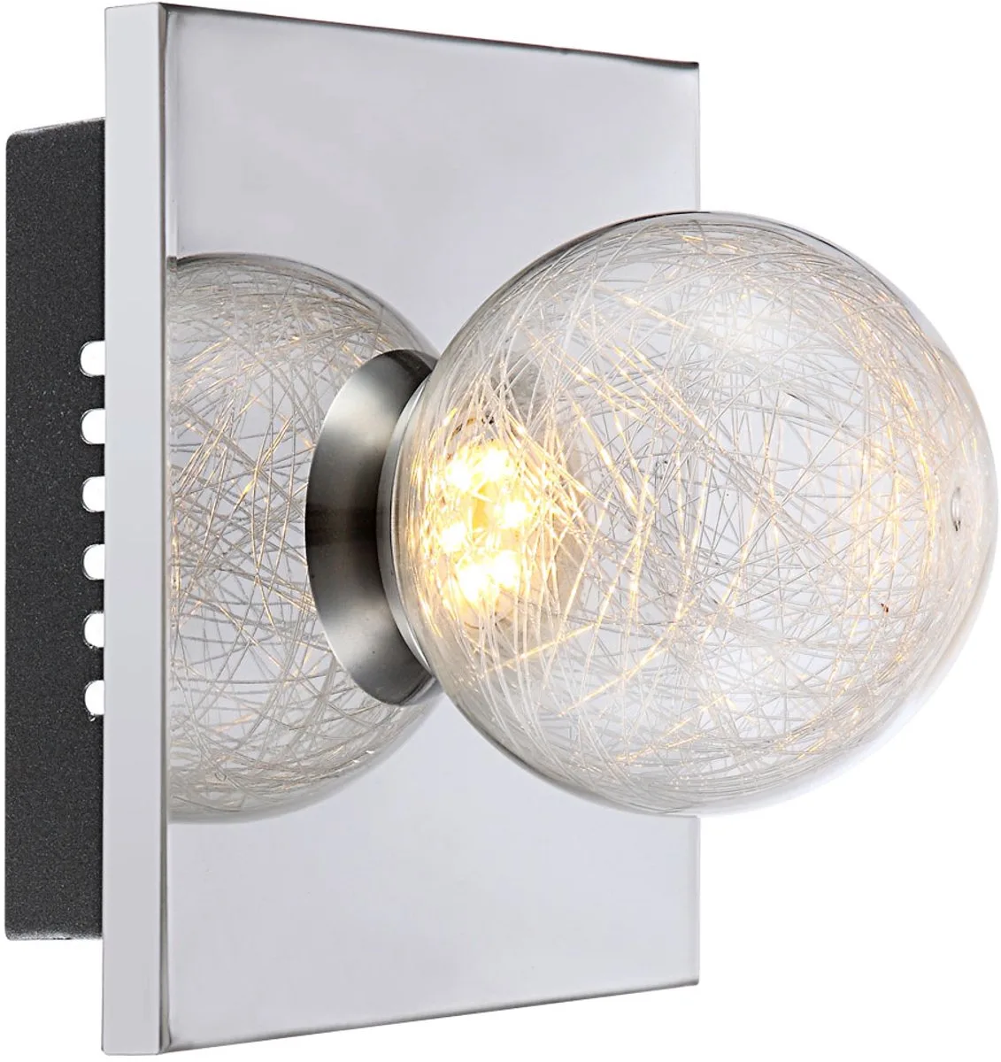 LED wandlamp Wandlamp Structuur glazen bol chroom H 15 cm Woonkamer Slaapkamer de Globo en Argent – photo produit
