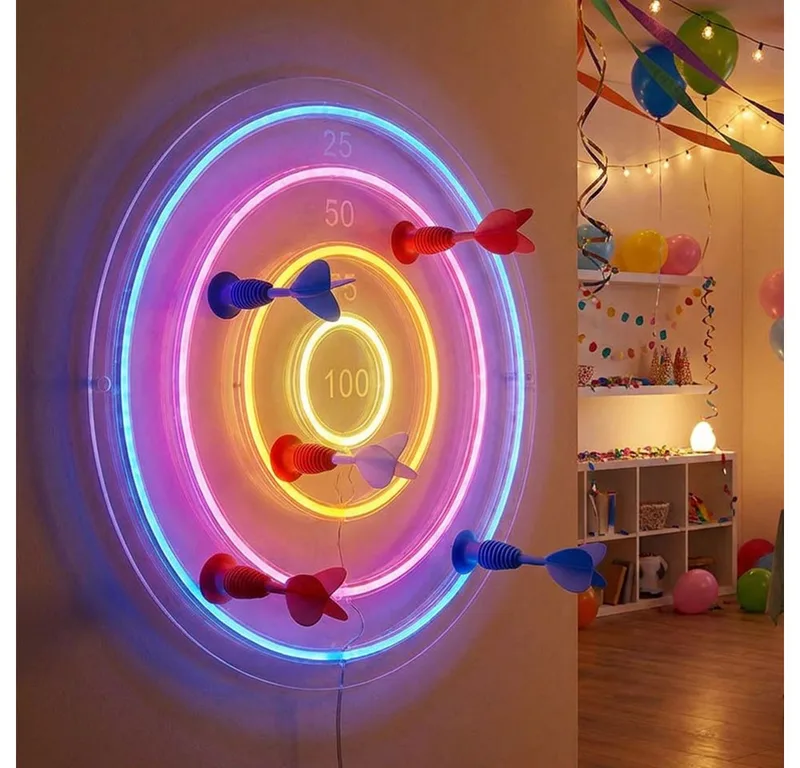 LED Wandleuchte, LED-Leuchtmittel fest verbaut, Farbig, LED Wandleuchte transparent klar Dekorartikel Dartscheibe D 46 cm de Globo – photo produit