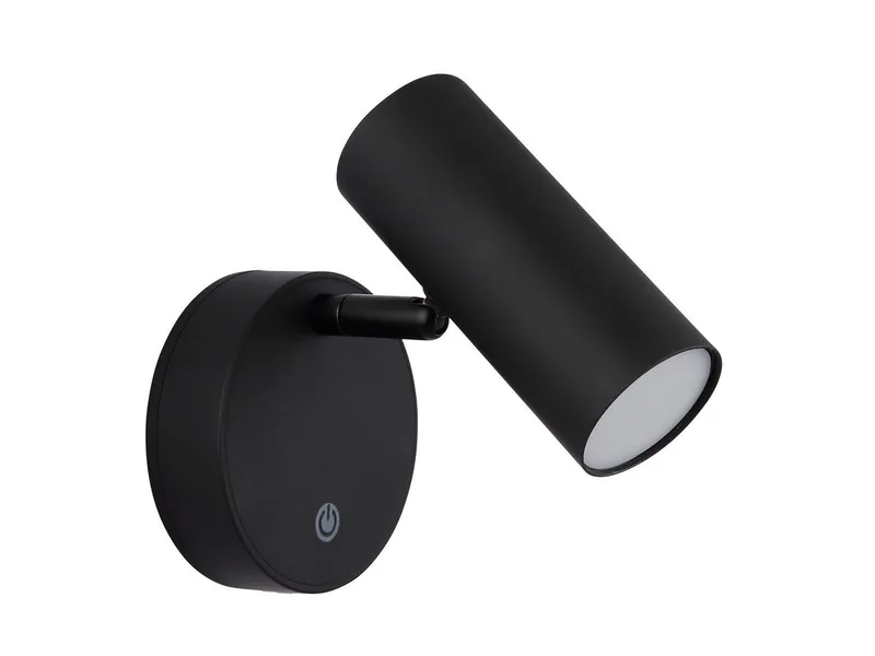 LED Wandstrahler Innen mit Schalter & Akku, Breite 10cm, USB aufladbar, LED fest integriert, Warmweiß, Wandleuchte kabellos, Akku-Lampe ohne Strom von Globo in Schwarz – Produktfoto